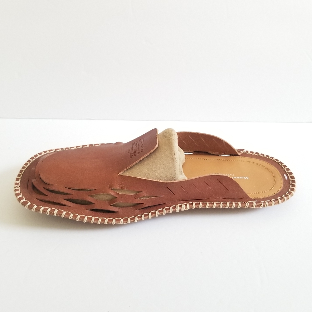 Maison Margiela Leather Flat Mules Sandals Size 39 Brown Tan - Picture 5 of 8